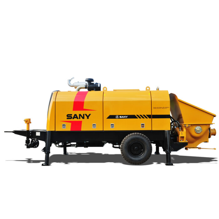50M3/H DIESEL ENGINE TRAILER PUMP  Theo.max.delivery pressure : 8Mpa  Theo.max.concrete output : 50m3/h Engine rated power : 55KW/2200rpm